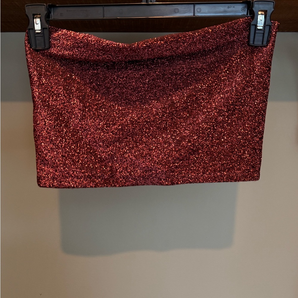 NWT Metallic Pink Bandeau Top